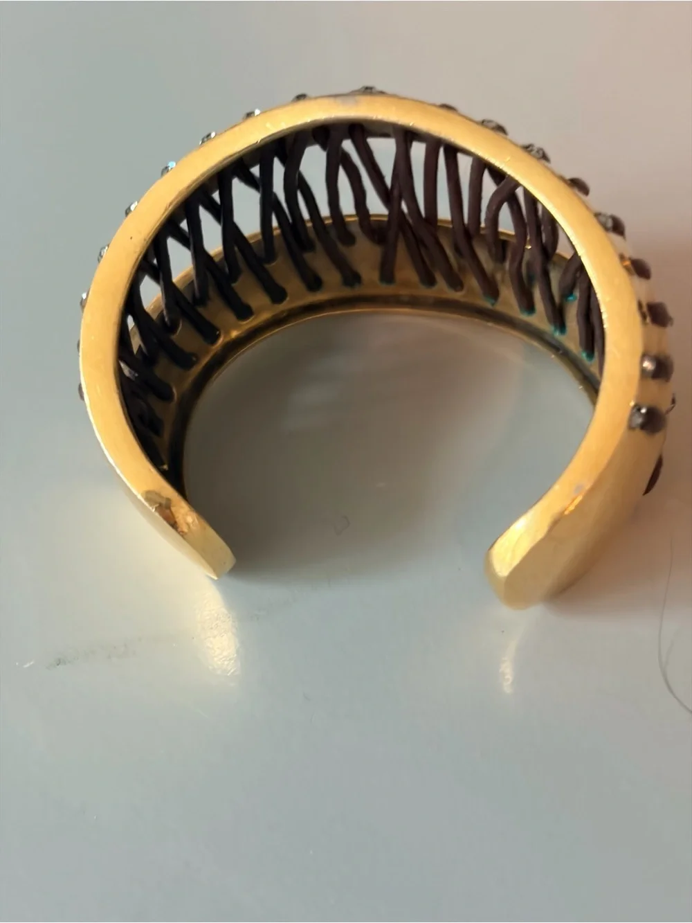 Gold-Tone Brown Woven Cuff Bracelet
